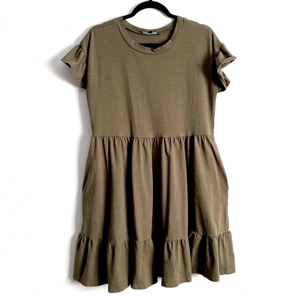 Lulu’s Olive Green Tiered Mini Dress